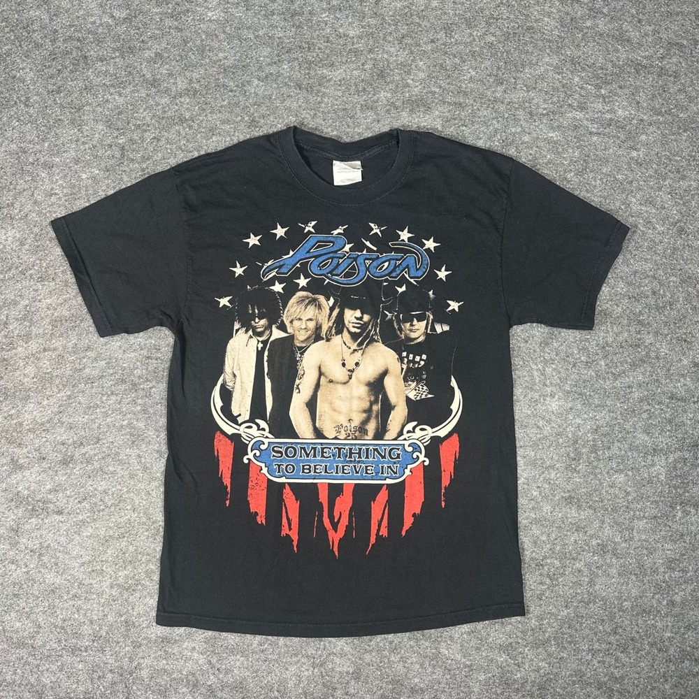Poison Something To‎ Believe In Tour 2011 Band T Shirt Mens Large Black - Picture 14 of 16
